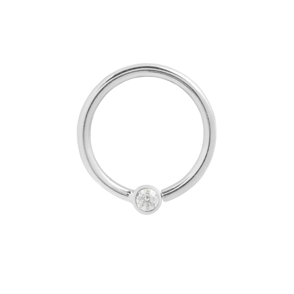 Fixed Bezel 2mm Bead Ring with CZ