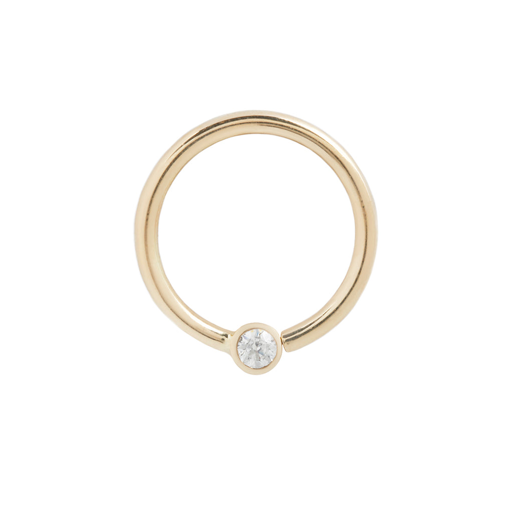 Fixed Bezel 2mm Bead Ring with CZ