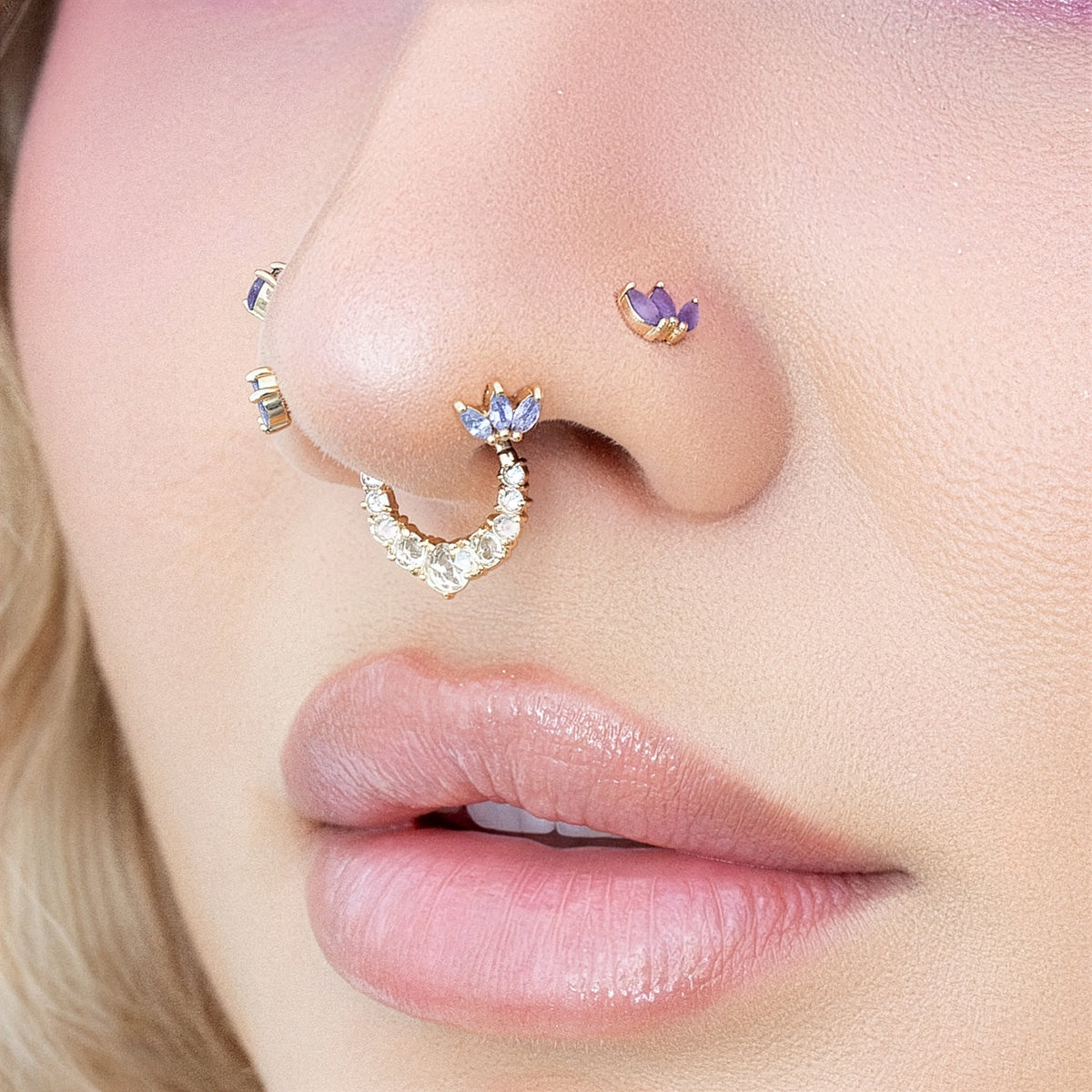 Moet Mini Threadless End with Sandblasted Amethyst