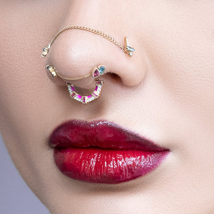 Lola Clicker with Pink Sapphire + Enamel