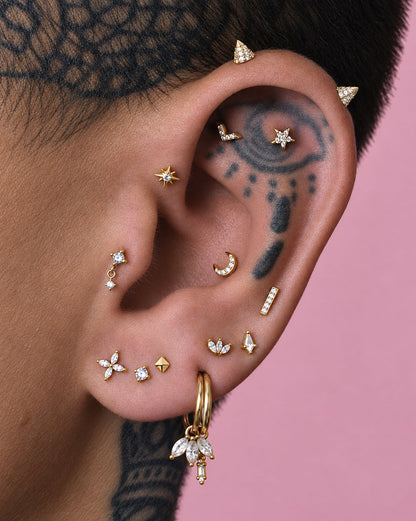 Prong Gem Threadless End with Reverse Set CZ