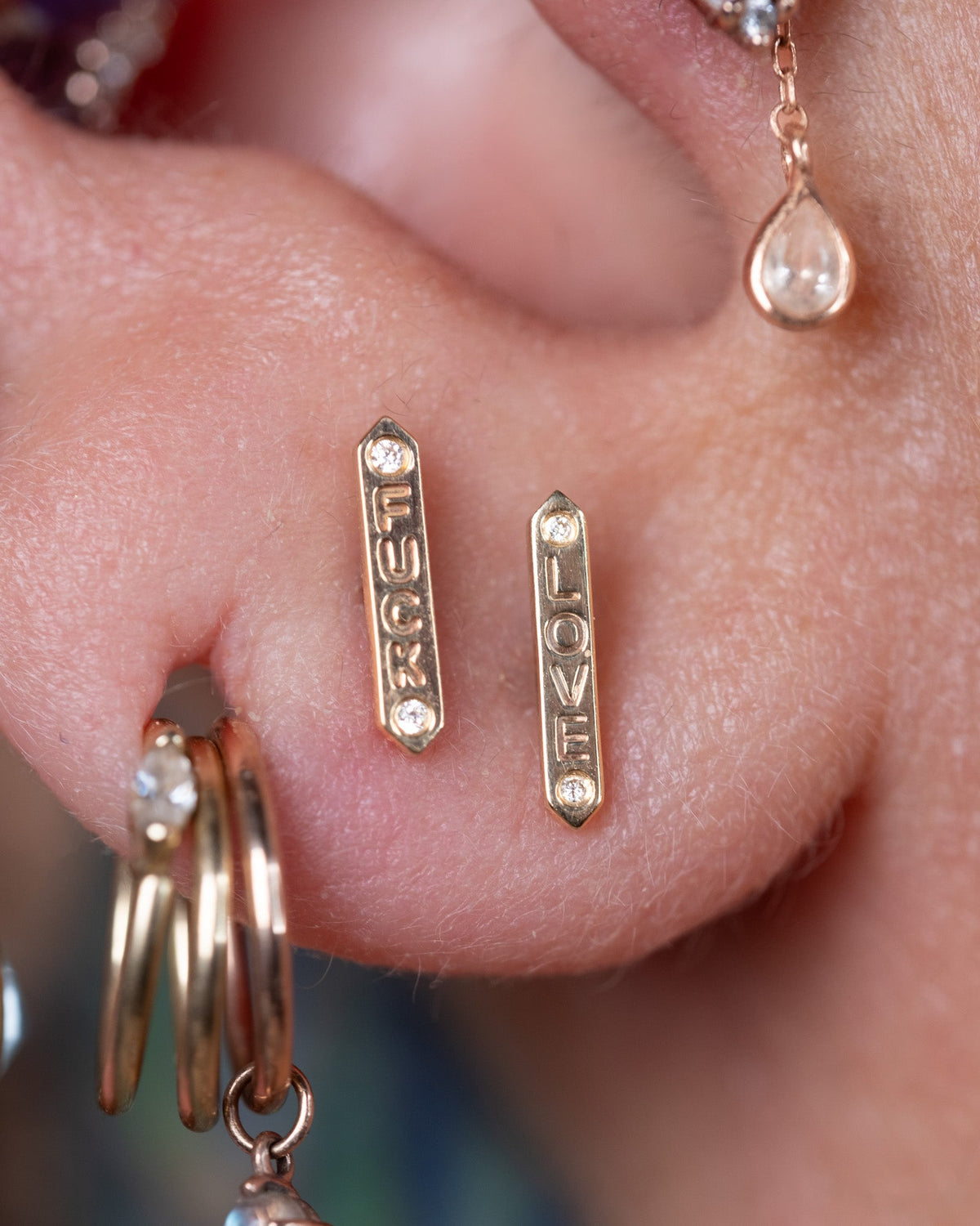 "LOVE" Threadless End with Diamond