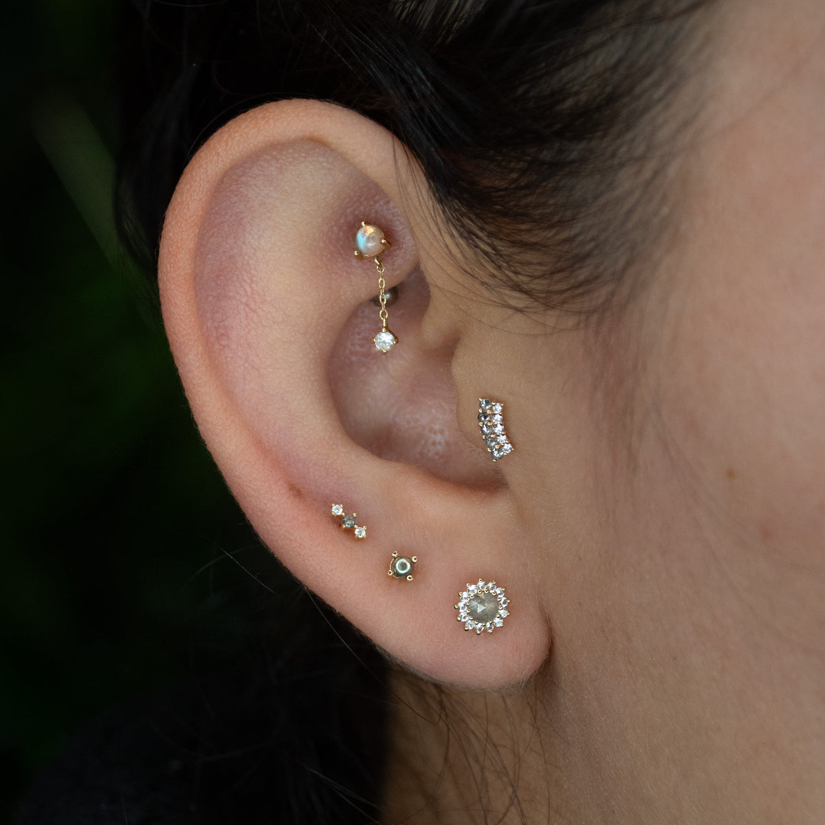 Prong Gem Threadless End with Pyrite