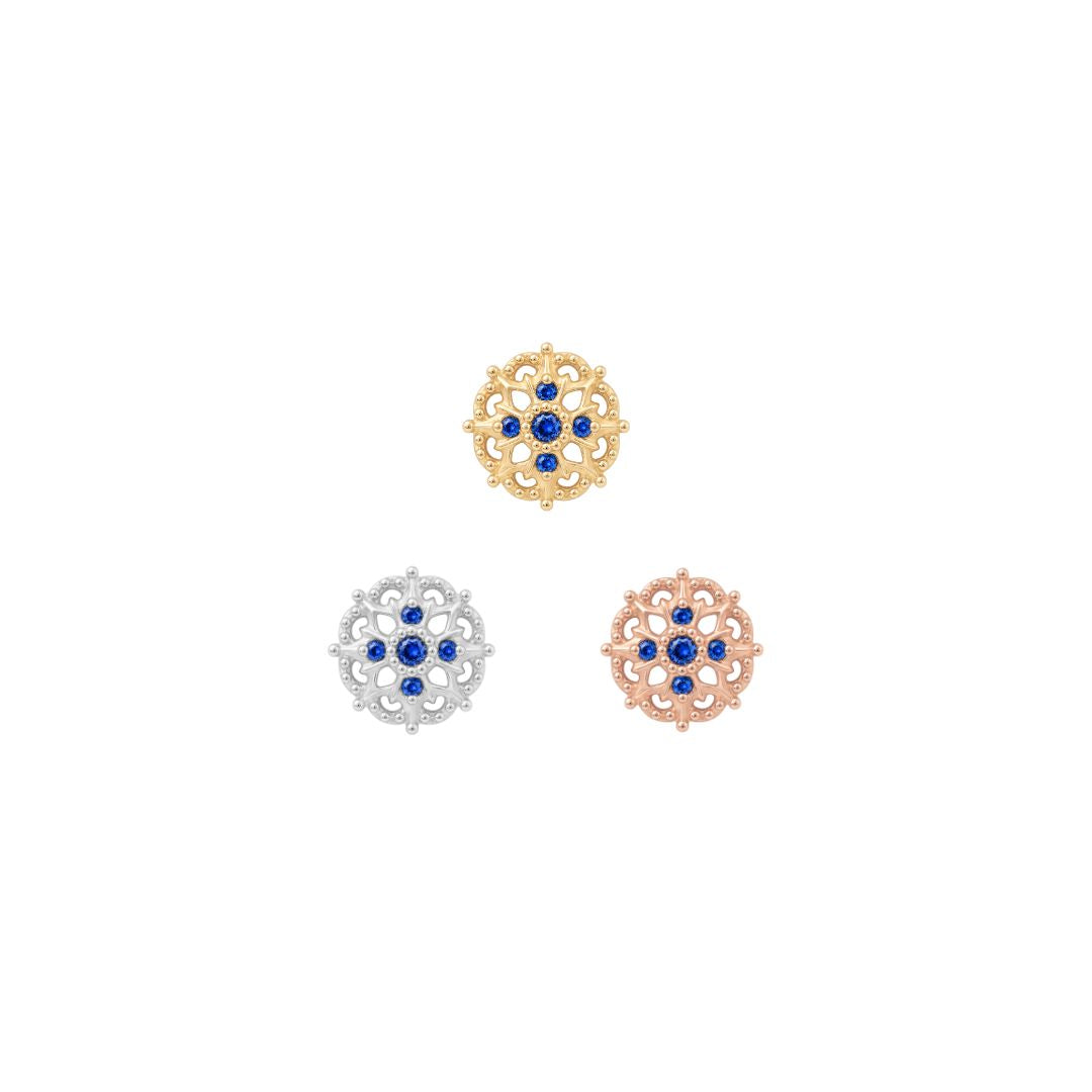 Damask Threadless End with Blue Sapphire (Lab Grown)