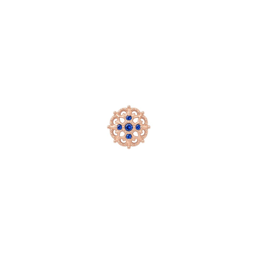 Damask Threadless End with Blue Sapphire (Lab Grown)