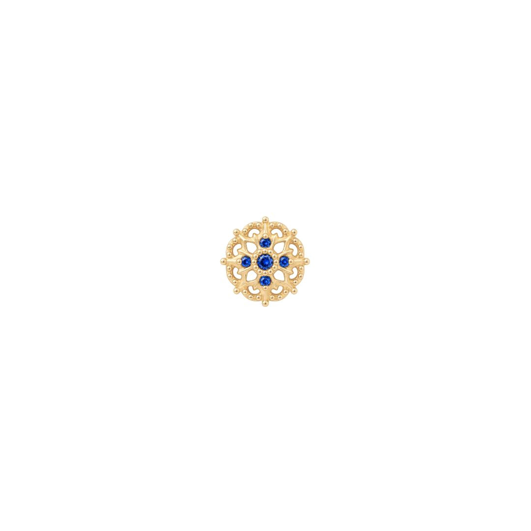 Damask Threadless End with Blue Sapphire (Lab Grown)