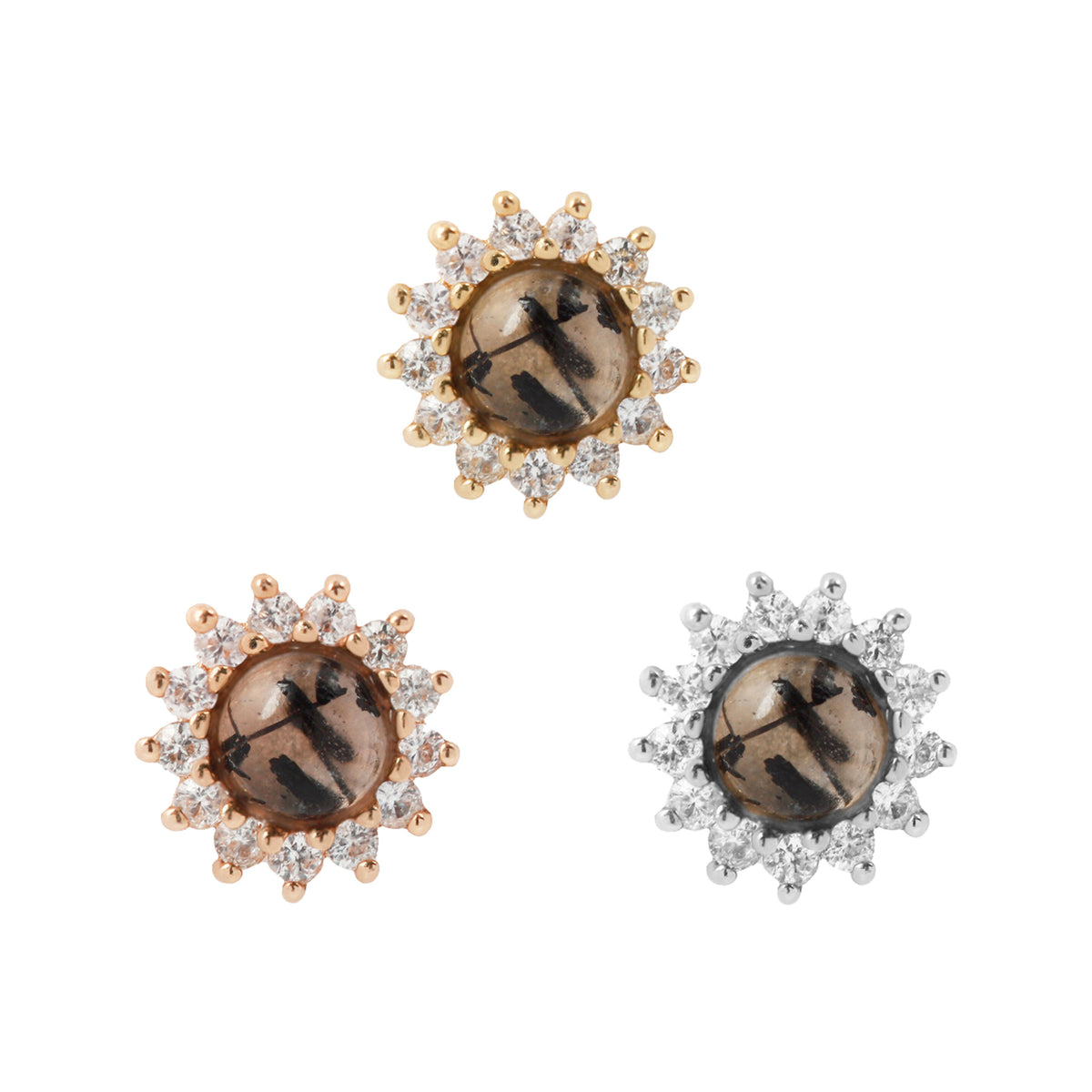 Delphine Threadless End with Tourmalinated Quartz