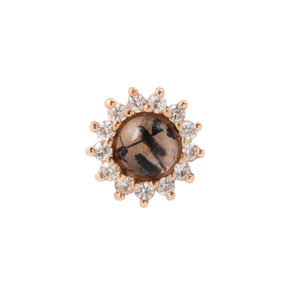 Delphine Threadless End with Tourmalinated Quartz
