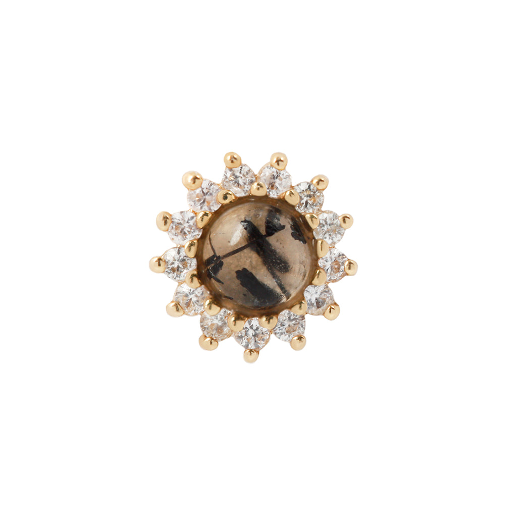 Delphine Threadless End with Tourmalinated Quartz