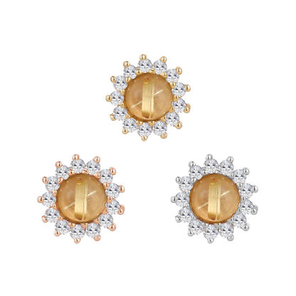 Delphine Threadless End with Rutilated Quartz