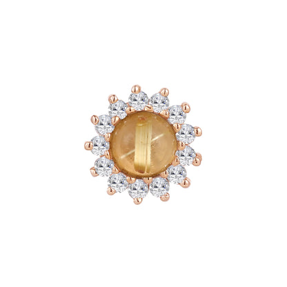 Delphine Threadless End with Rutilated Quartz