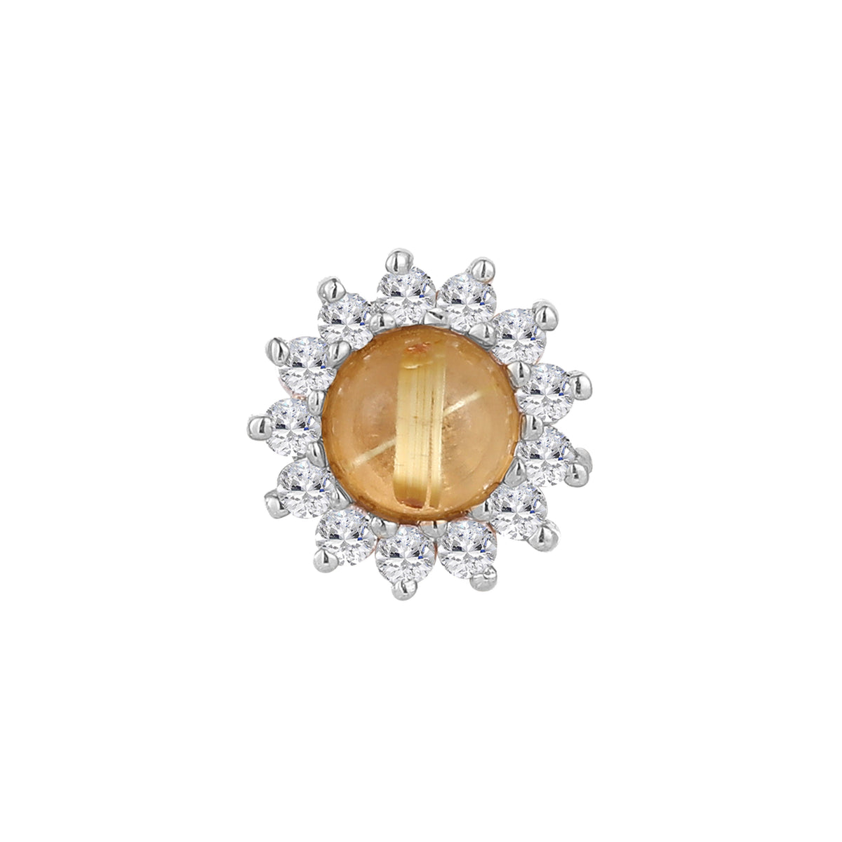 Delphine Threadless End with Rutilated Quartz