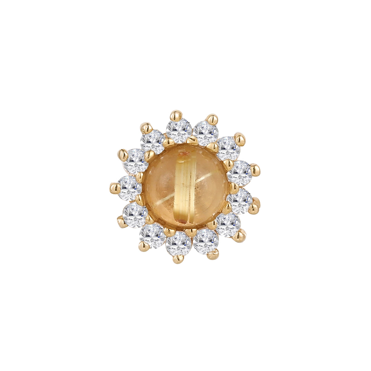 Delphine Threadless End with Rutilated Quartz