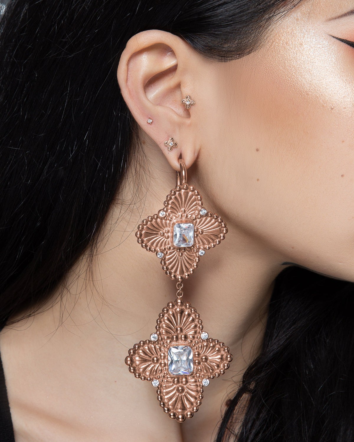 Prong Gem Threadless End with Swarovski CZ