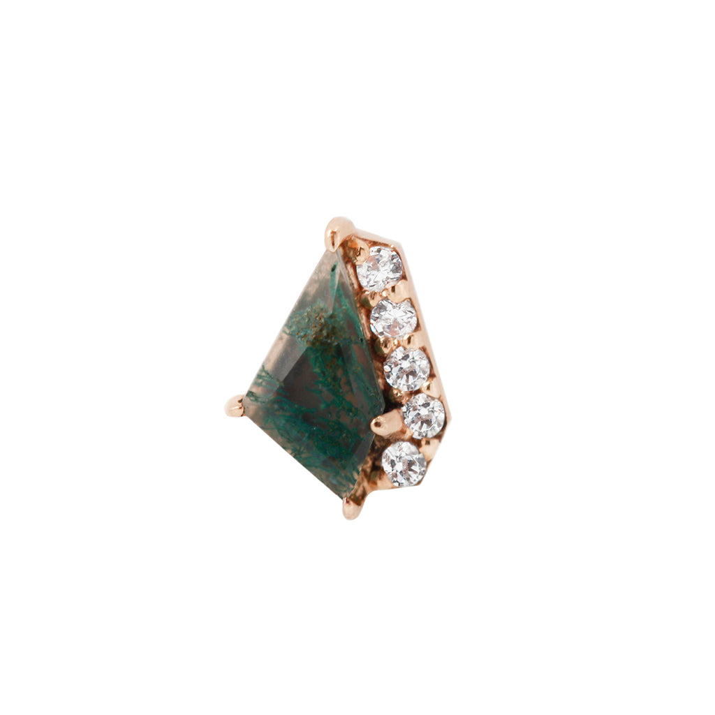 Elevate Threadless End with Moss Agate