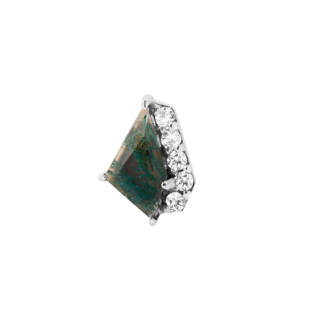 Elevate Threadless End with Moss Agate