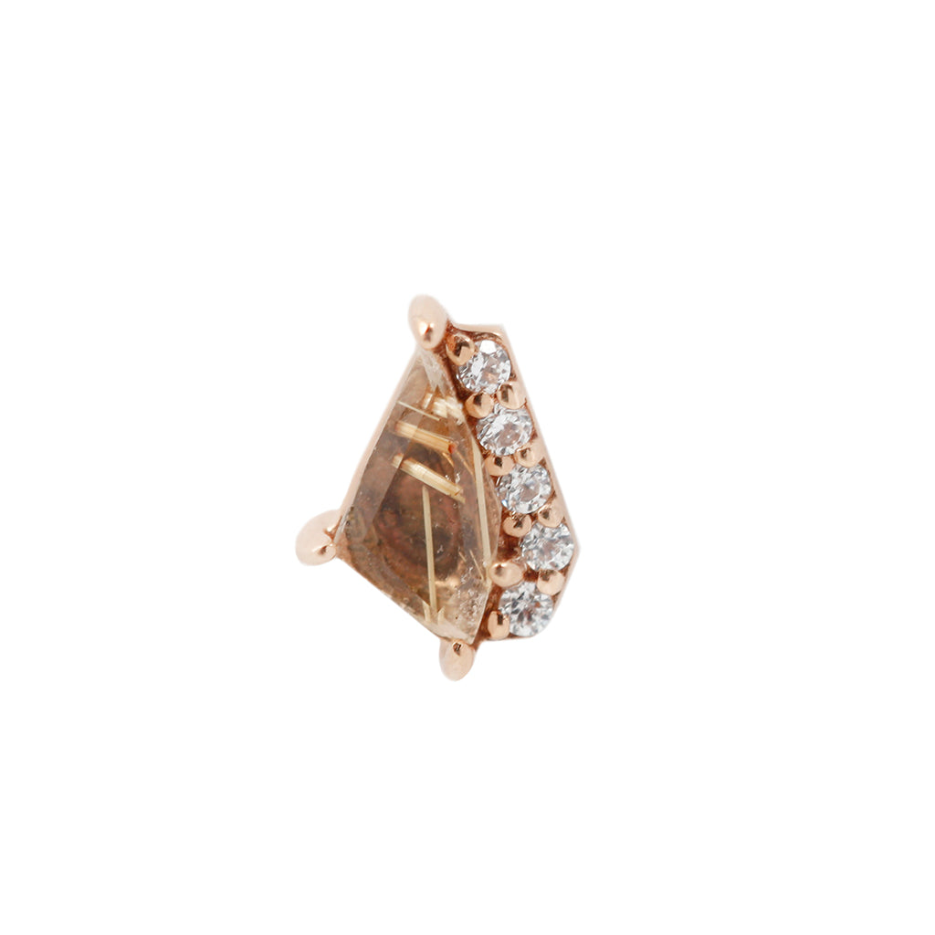 Elevate Threadless End with Rutilated Quartz