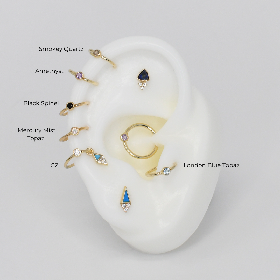 Fixed Bezel 2mm Side Set Facing Bead Ring with Amethyst