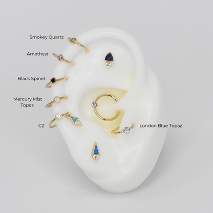 Fixed Bezel 2mm Side Set Facing Bead Ring with Black Spinel