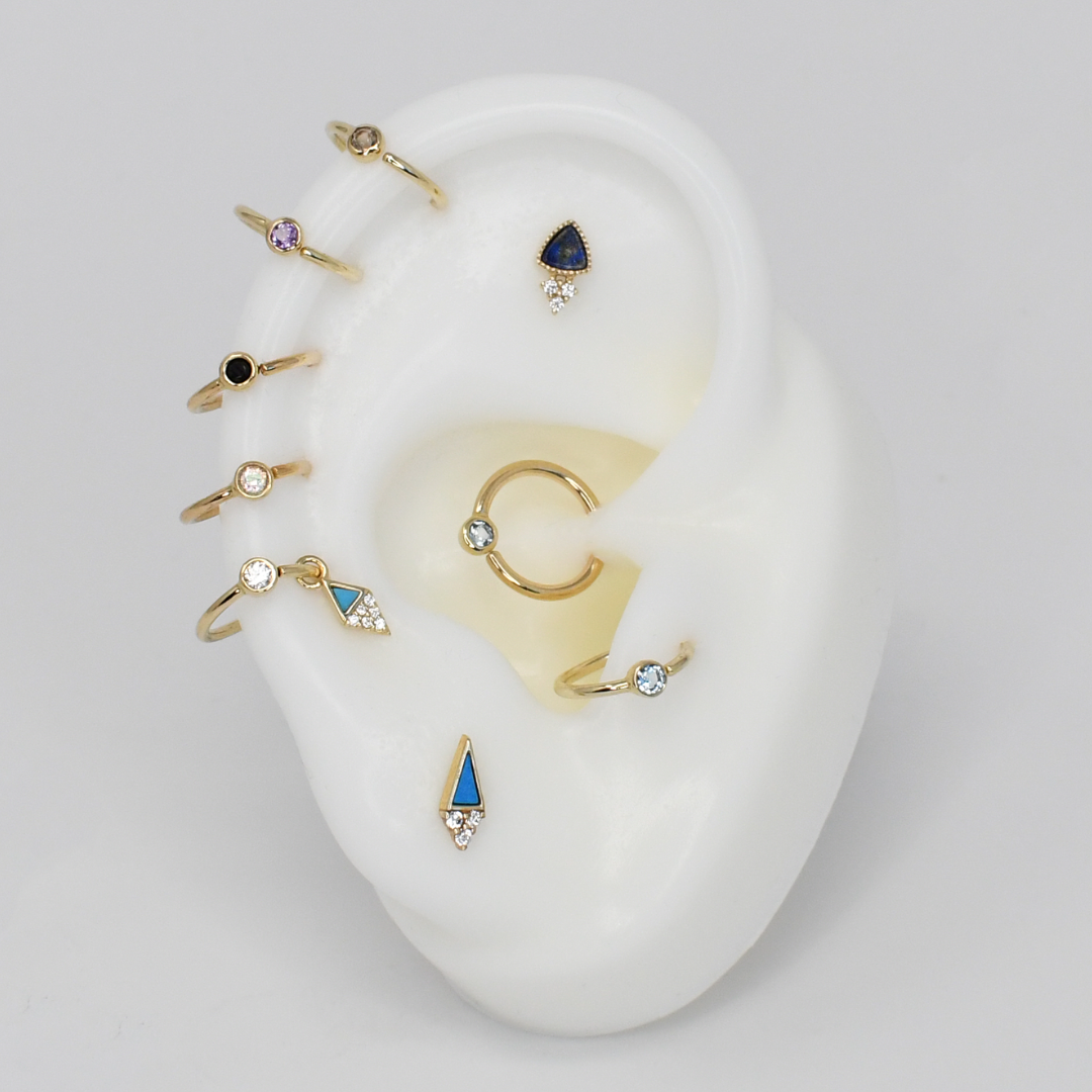 Fixed Bezel 2mm Bead Ring with London Blue Topaz