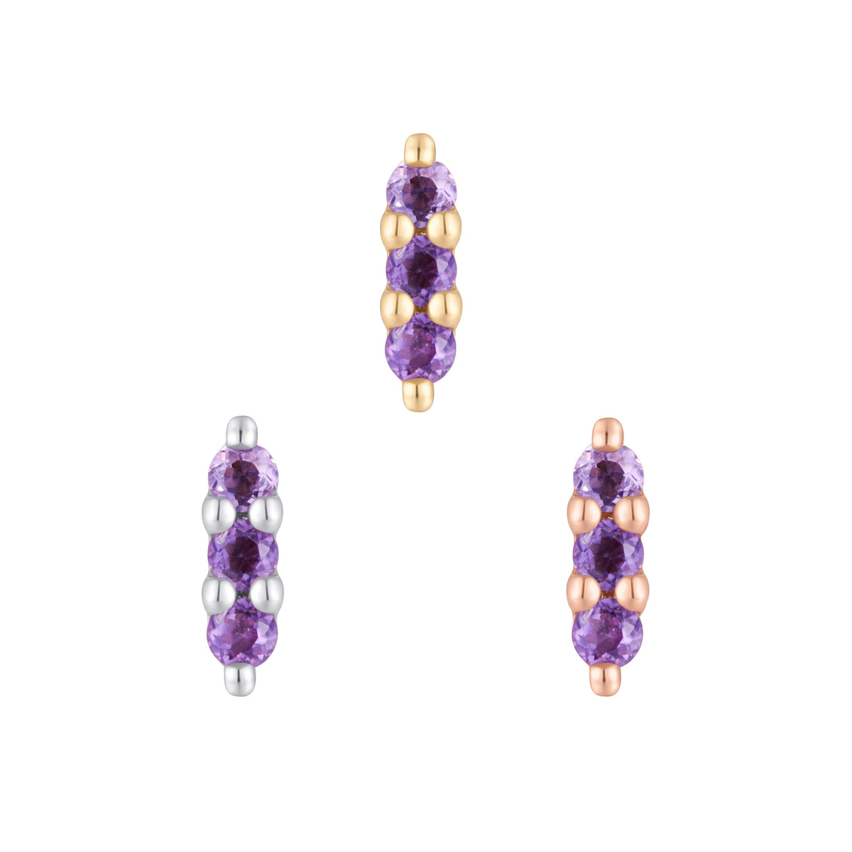 Mishka 3 Threadless End with Amethyst