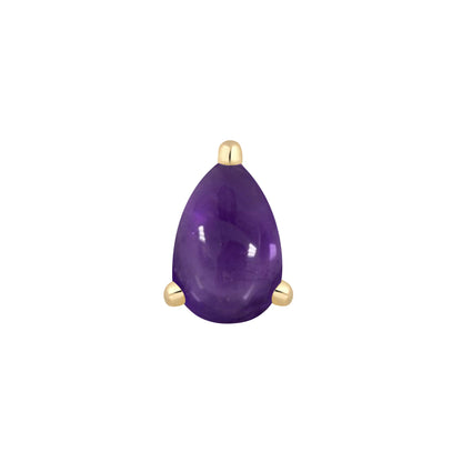 Pear Prong Threadless End with Amethyst