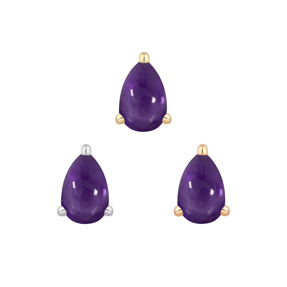 Pear Prong Threadless End with Amethyst