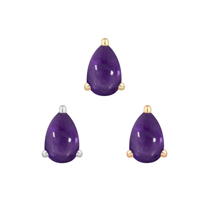 Pear Prong Threadless End with Amethyst