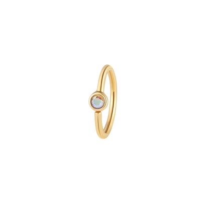 Fixed Bezel 2mm Side Set Facing Bead Ring with Mercury Mist Topaz