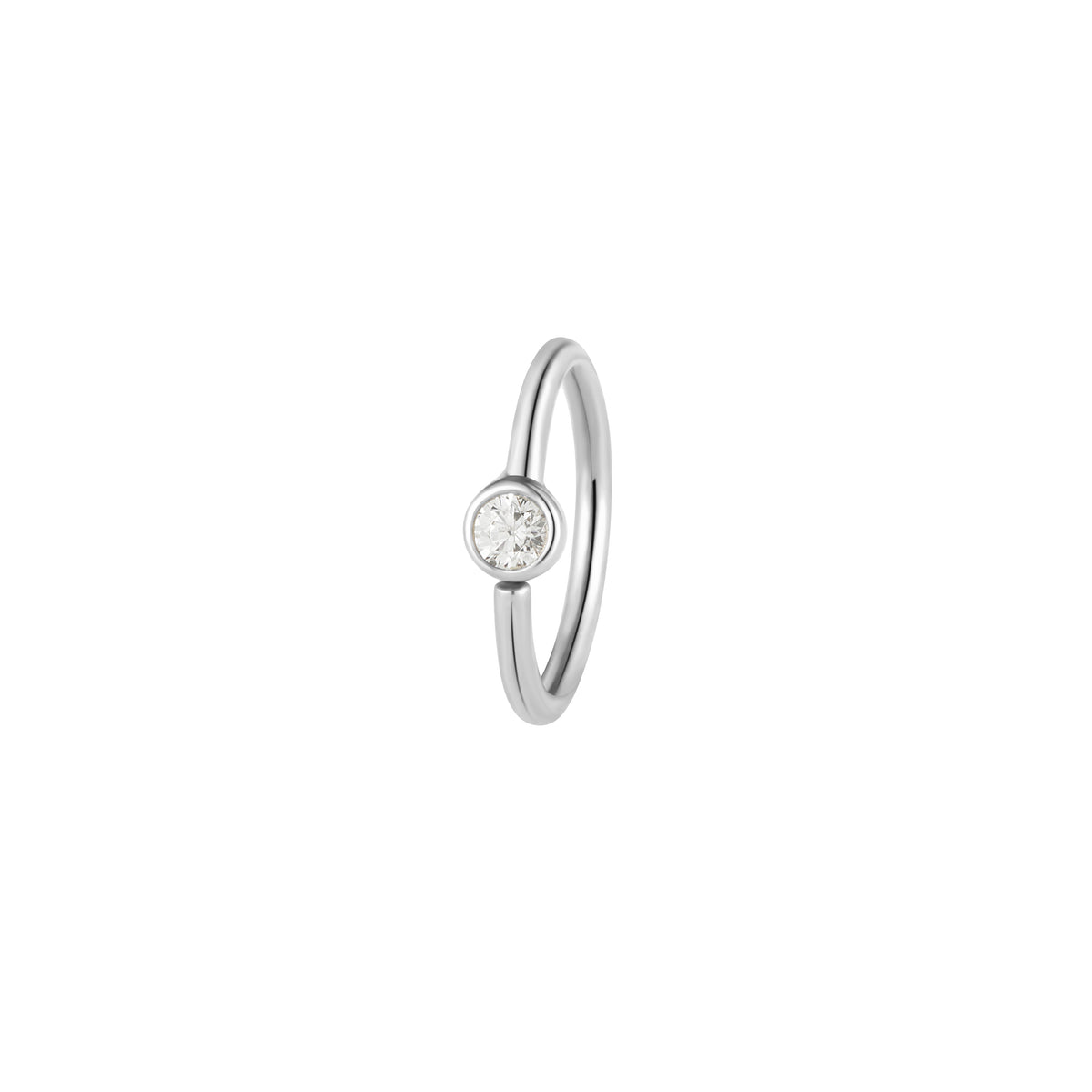 Fixed Bezel 2mm Side Set Facing Bead Ring with CZ