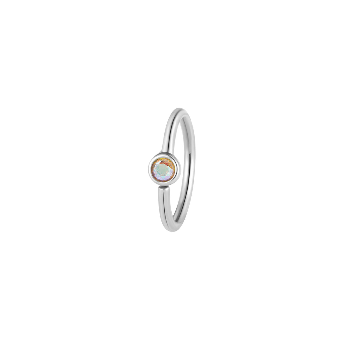 Fixed Bezel 2mm Side Set Facing Bead Ring with Mercury Mist Topaz