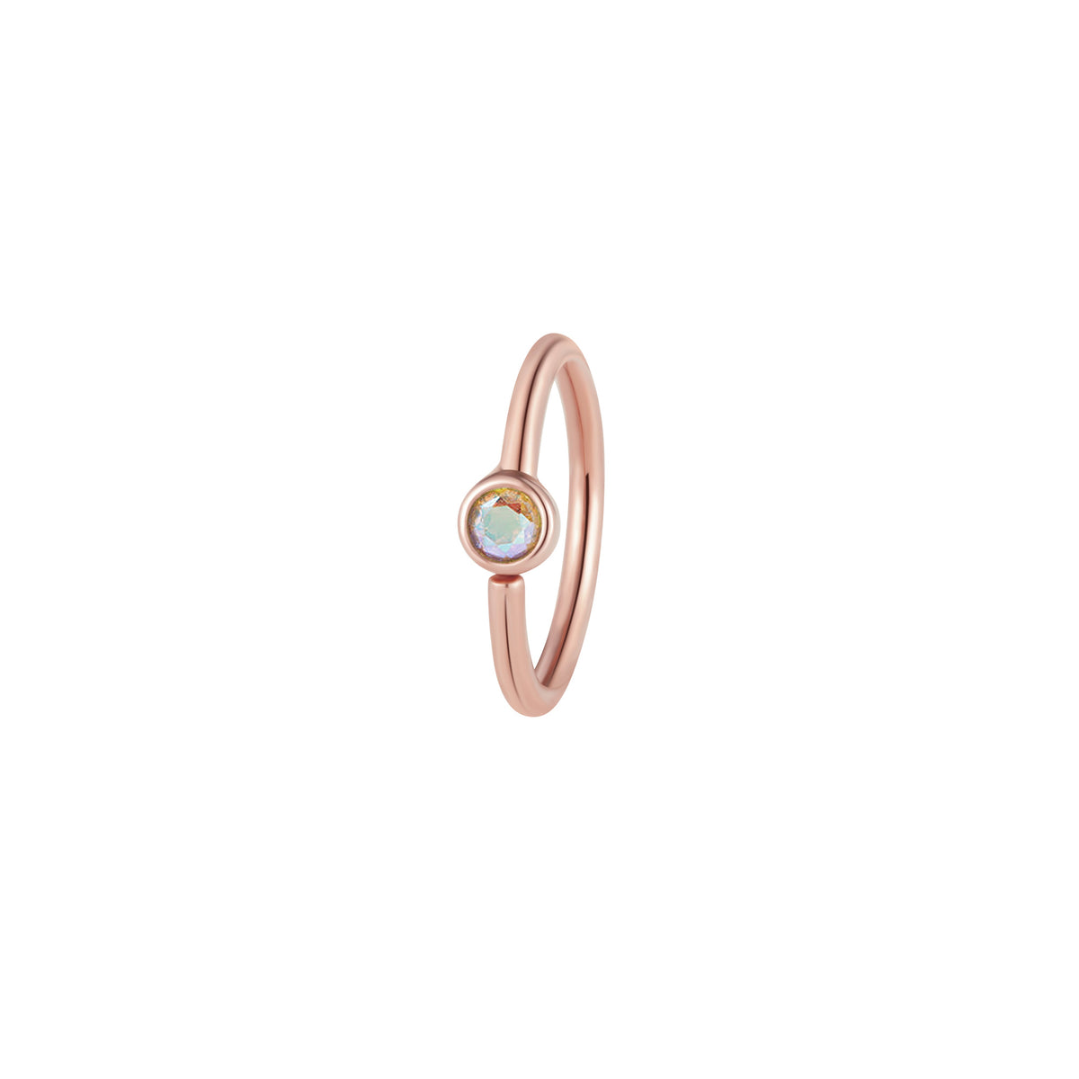 Fixed Bezel 2mm Side Set Facing Bead Ring with Mercury Mist Topaz