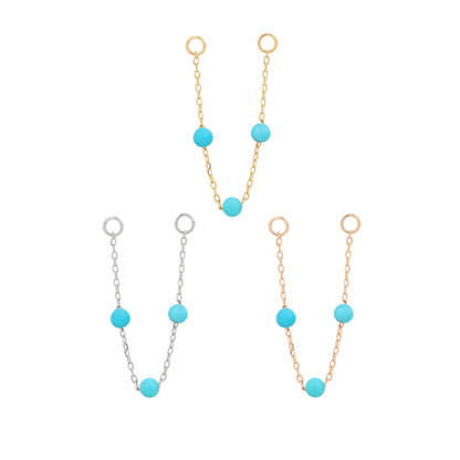 3 Bead Chain with Turquoise