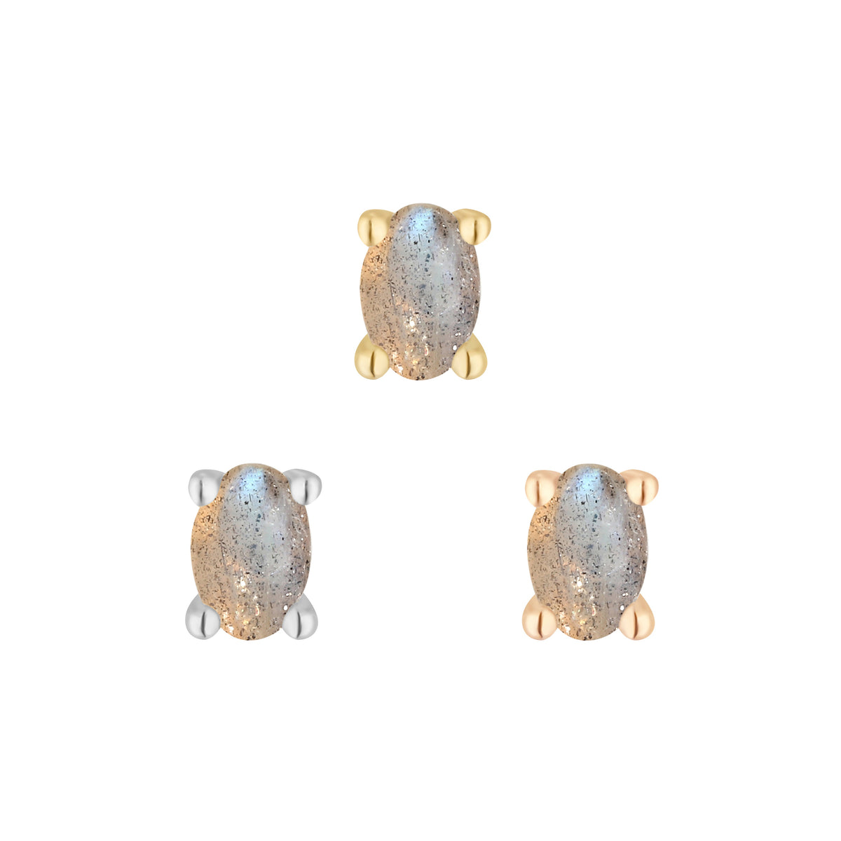 Oval Prong Threadless End with Labradorite