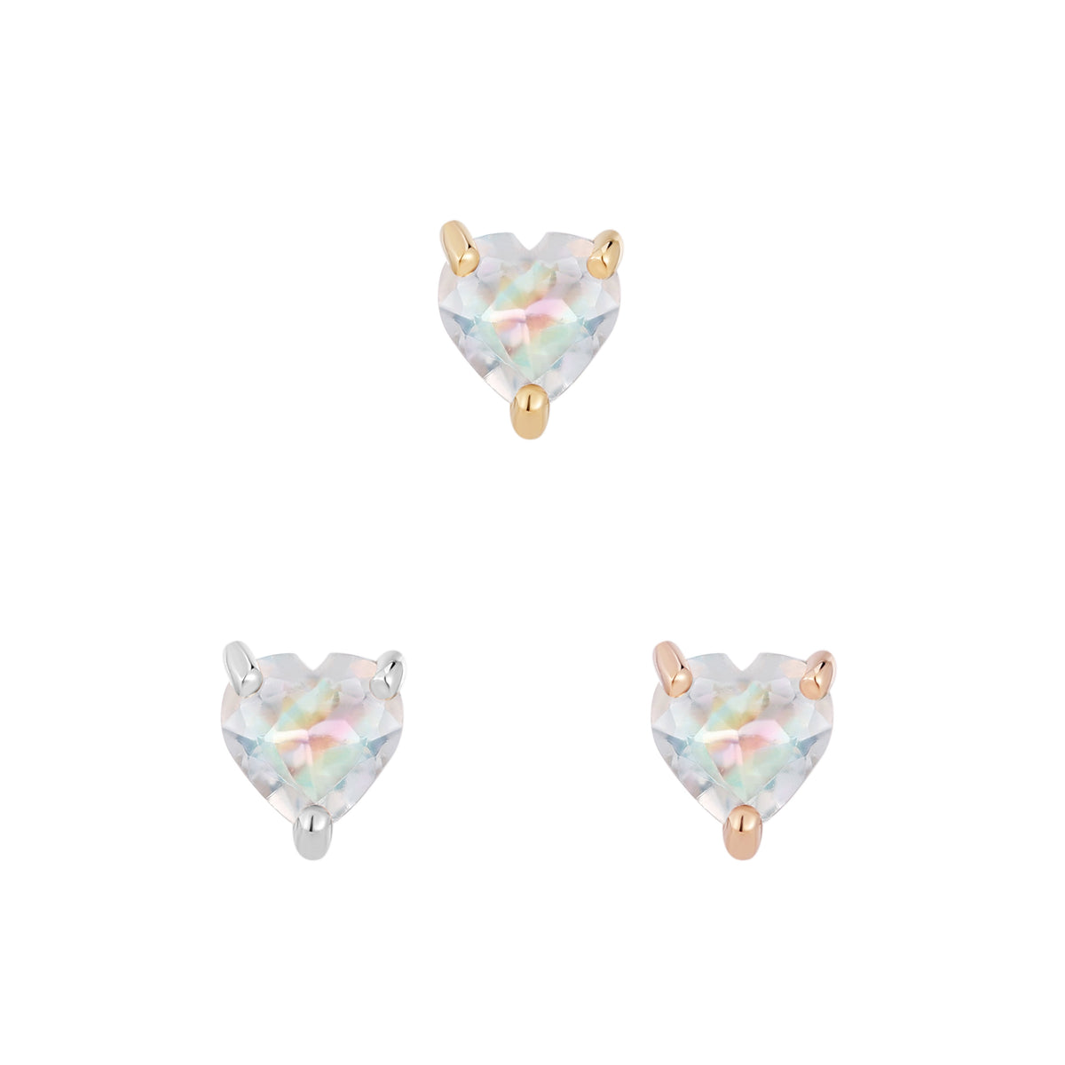 Heart Threadless End with Rainbow Moonstone