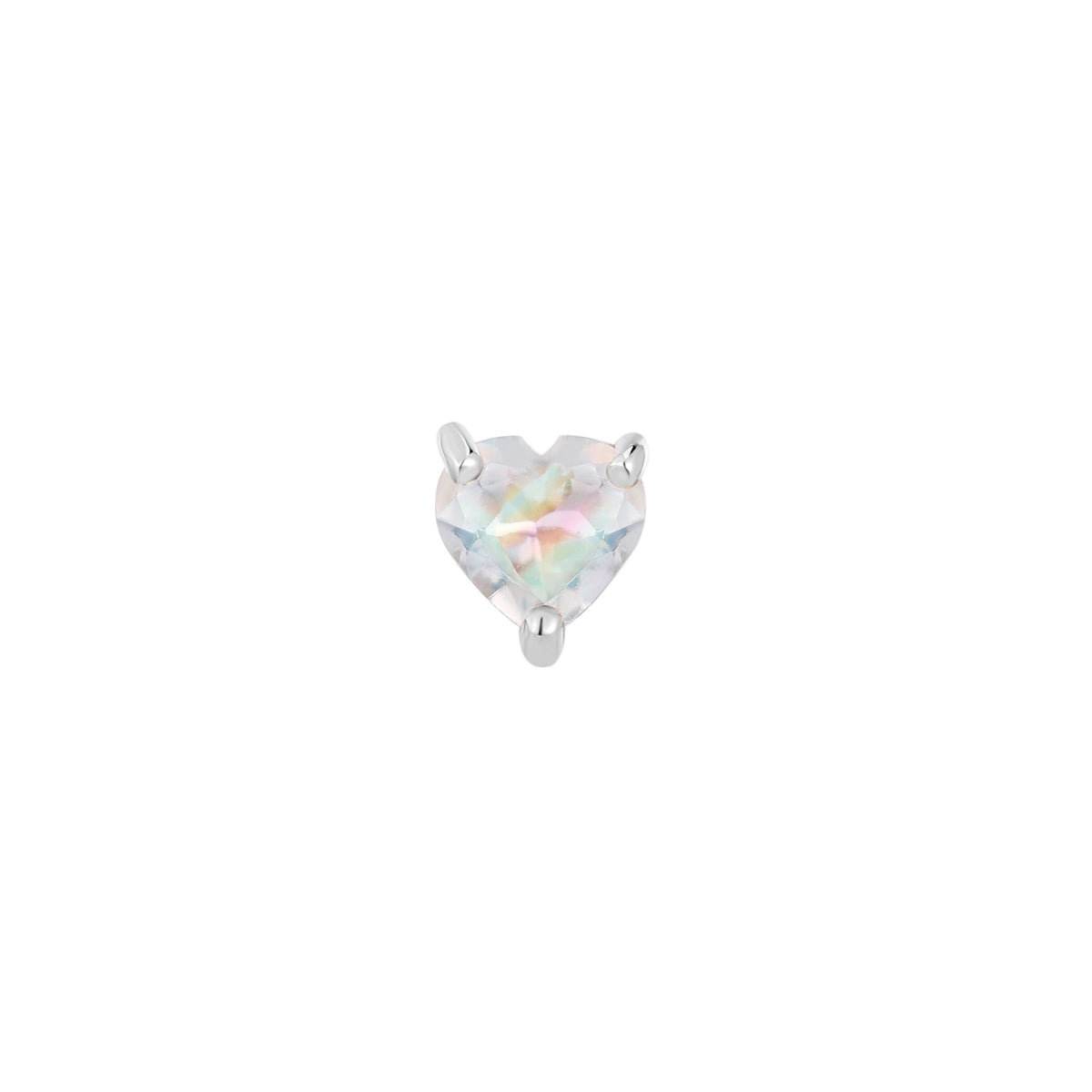 Heart Threadless End with Rainbow Moonstone