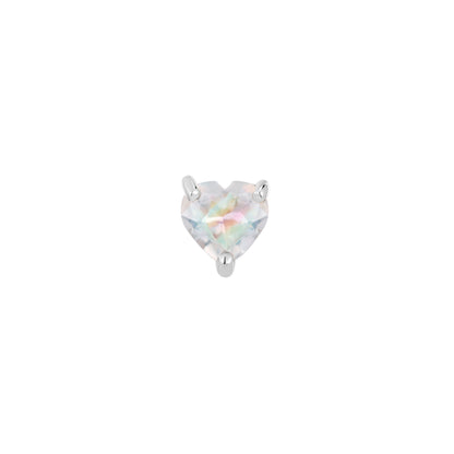 Heart Threadless End with Rainbow Moonstone