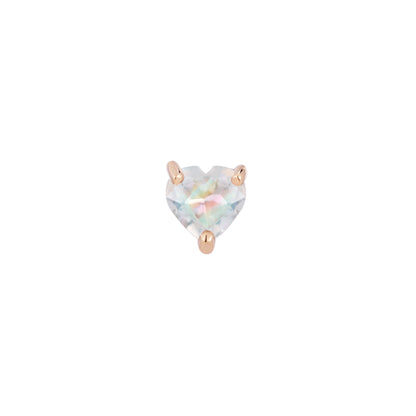 Heart Threadless End with Rainbow Moonstone