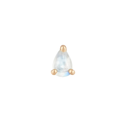 Pear Prong Threadless End with Rainbow Moonstone