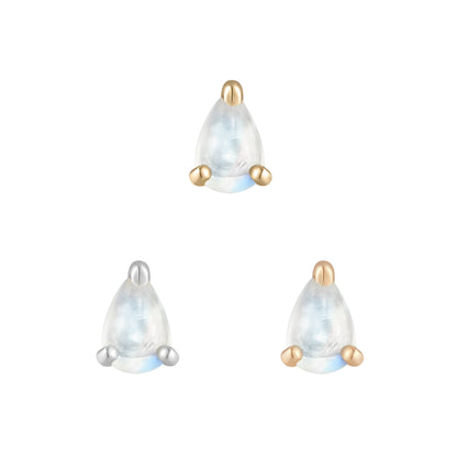 Pear Prong Threadless End with Rainbow Moonstone