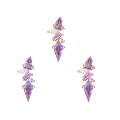 Mixt Threadless End with Amethyst + Pink Sapphire