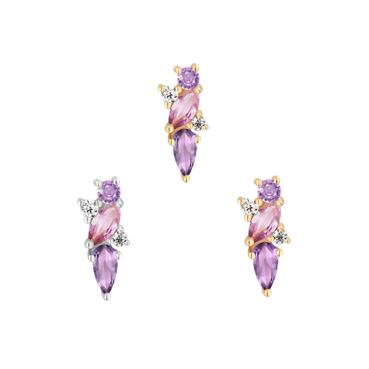 Visionary Threadless End with Amethyst + Pink Sapphire