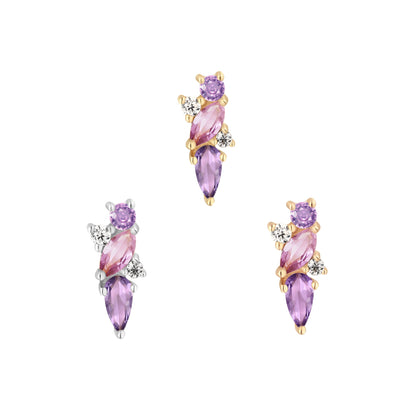 Visionary Threadless End with Amethyst + Pink Sapphire
