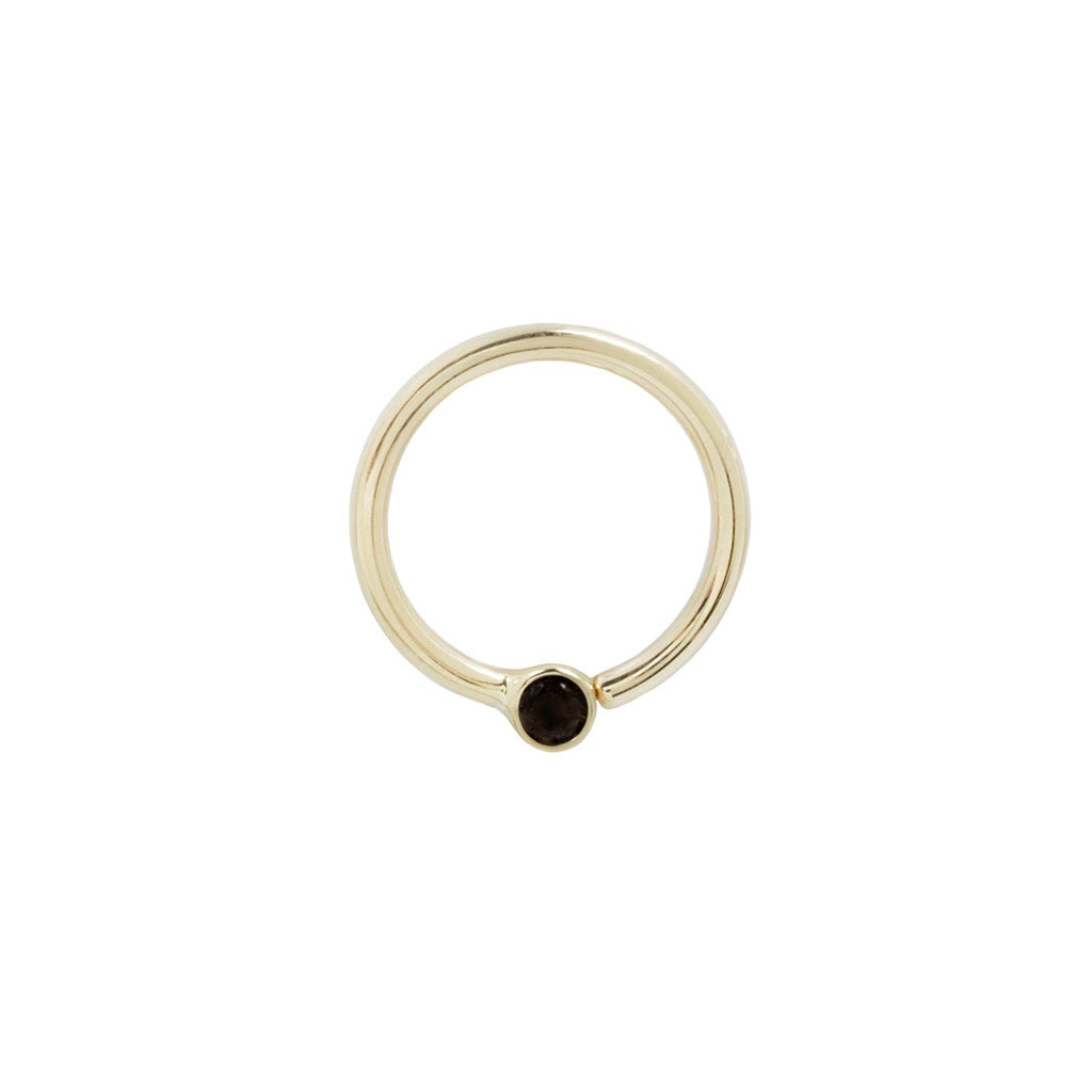 Fixed Bezel 2mm Bead Ring with Black Spinel