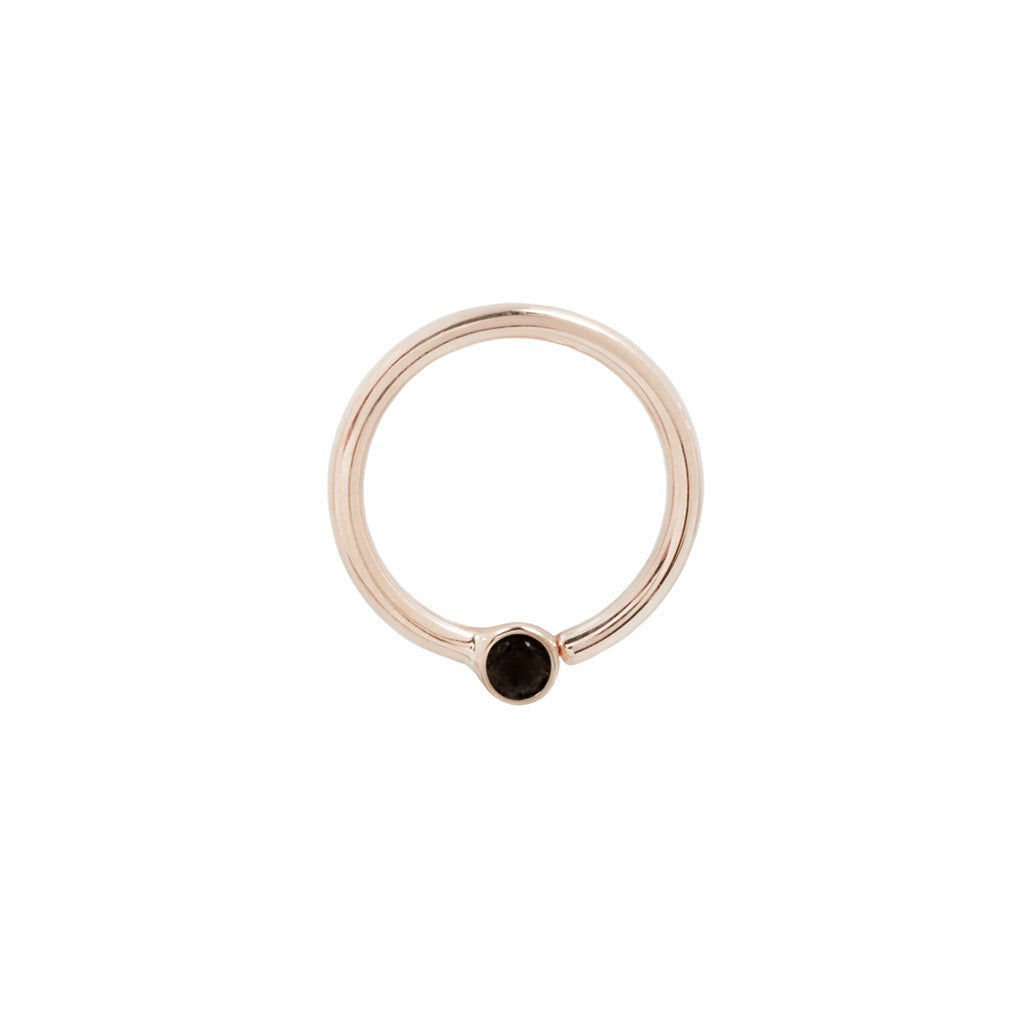 Fixed Bezel 2mm Bead Ring with Black Spinel