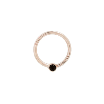 Fixed Bezel 2mm Bead Ring with Black Spinel