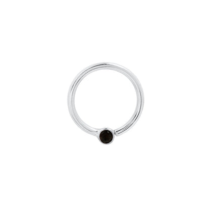 Fixed Bezel 2mm Bead Ring with Black Spinel