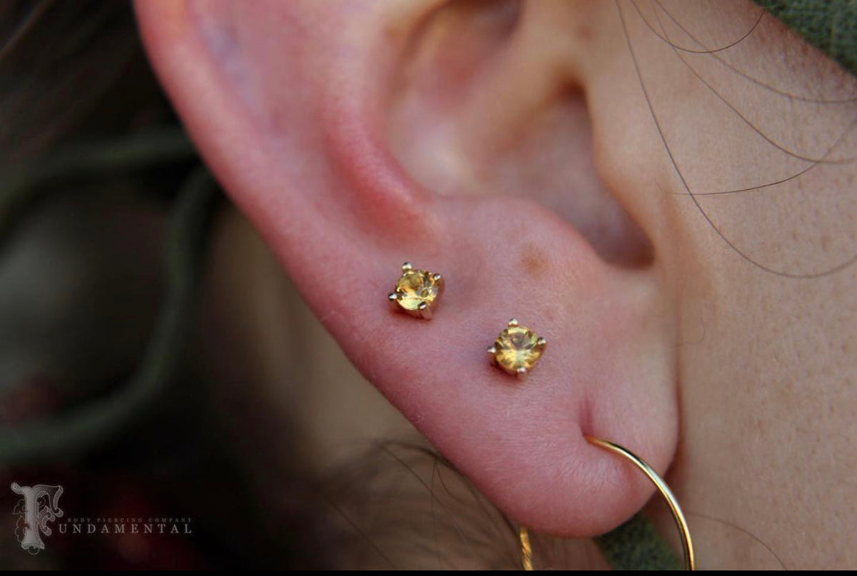 Prong Gem Threadless End with Citrine