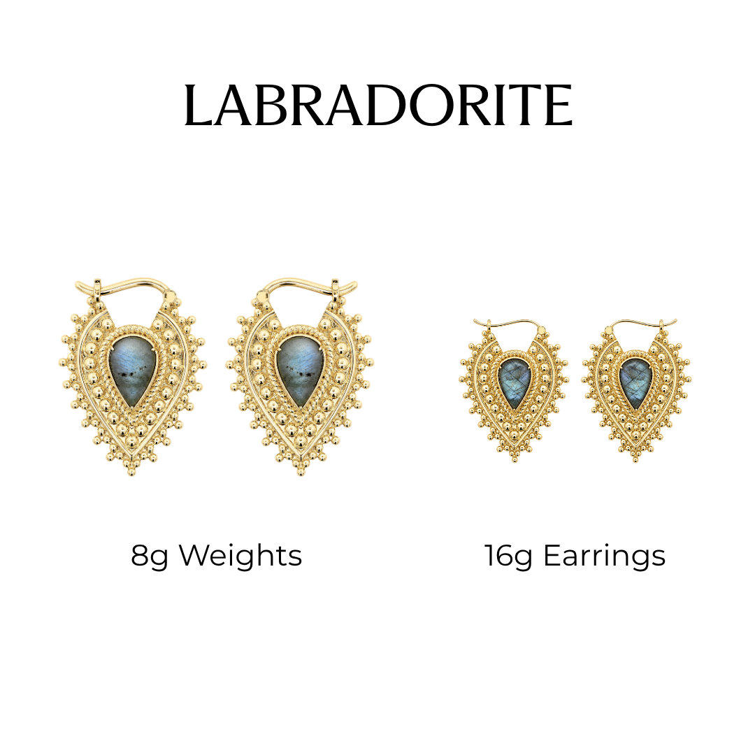 Nostalgia Gold Plated Weights with Labradorite