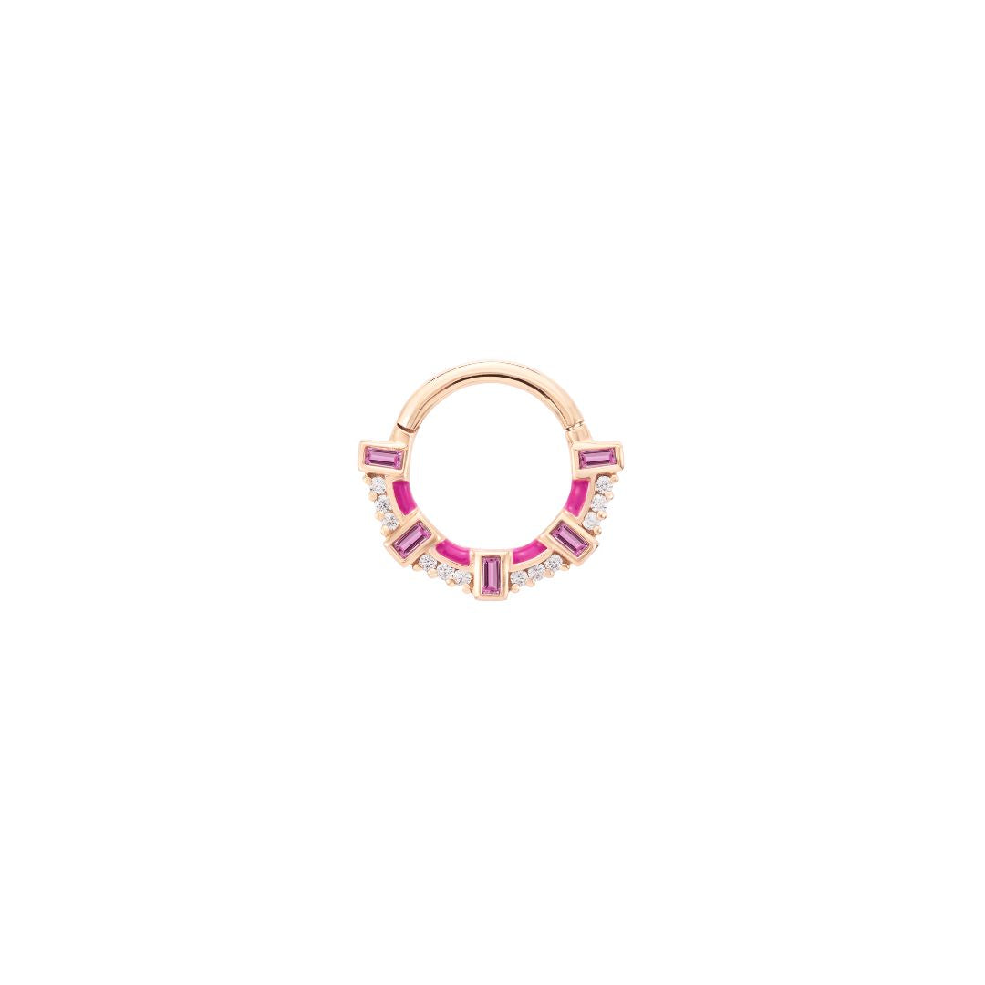 Lola Clicker with Pink Sapphire + Enamel